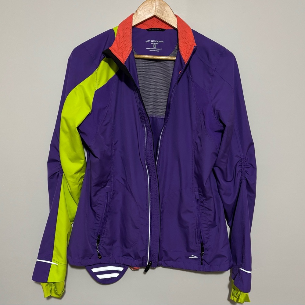 Brooks Purple and Lime Green Running Jacket | Womens Size L